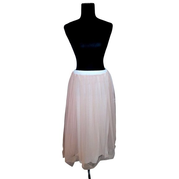 Womens Size Large Fairie Chiffon Layered Tulle Sheer Ballet Maxi Skirt Pink - Picture 1 of 6